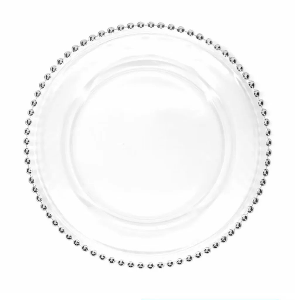 Charger plate beaded silver