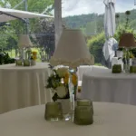 Light brown table lamp — event decor rental