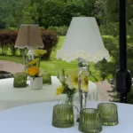 Light brown table lamp — event decor rental