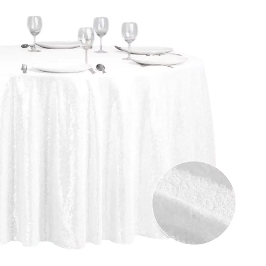 Sequin tablecloth – white