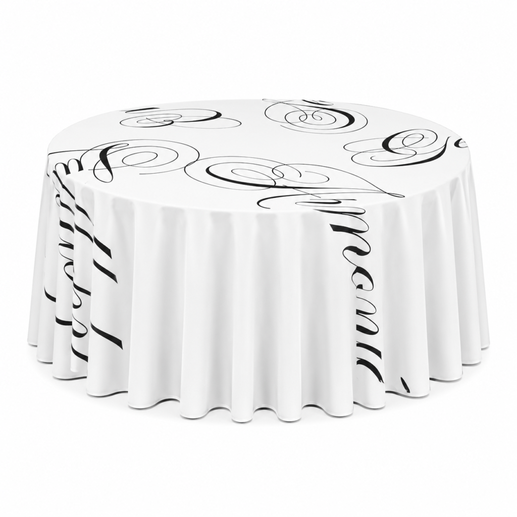White tablecloth with design Ø310