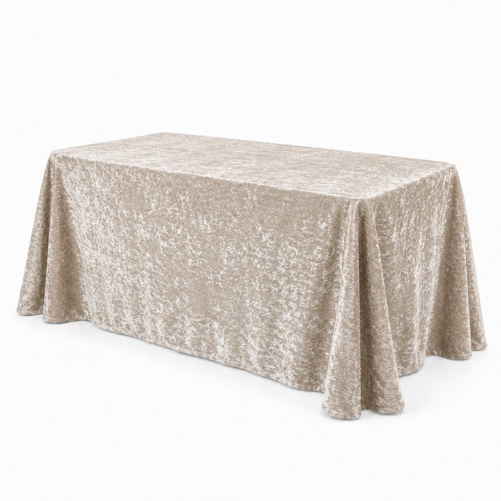 Rectangular velour tablecloth – beige