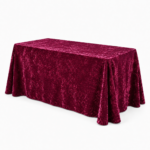Rectangular velour tablecloth – bordo — event decor rental