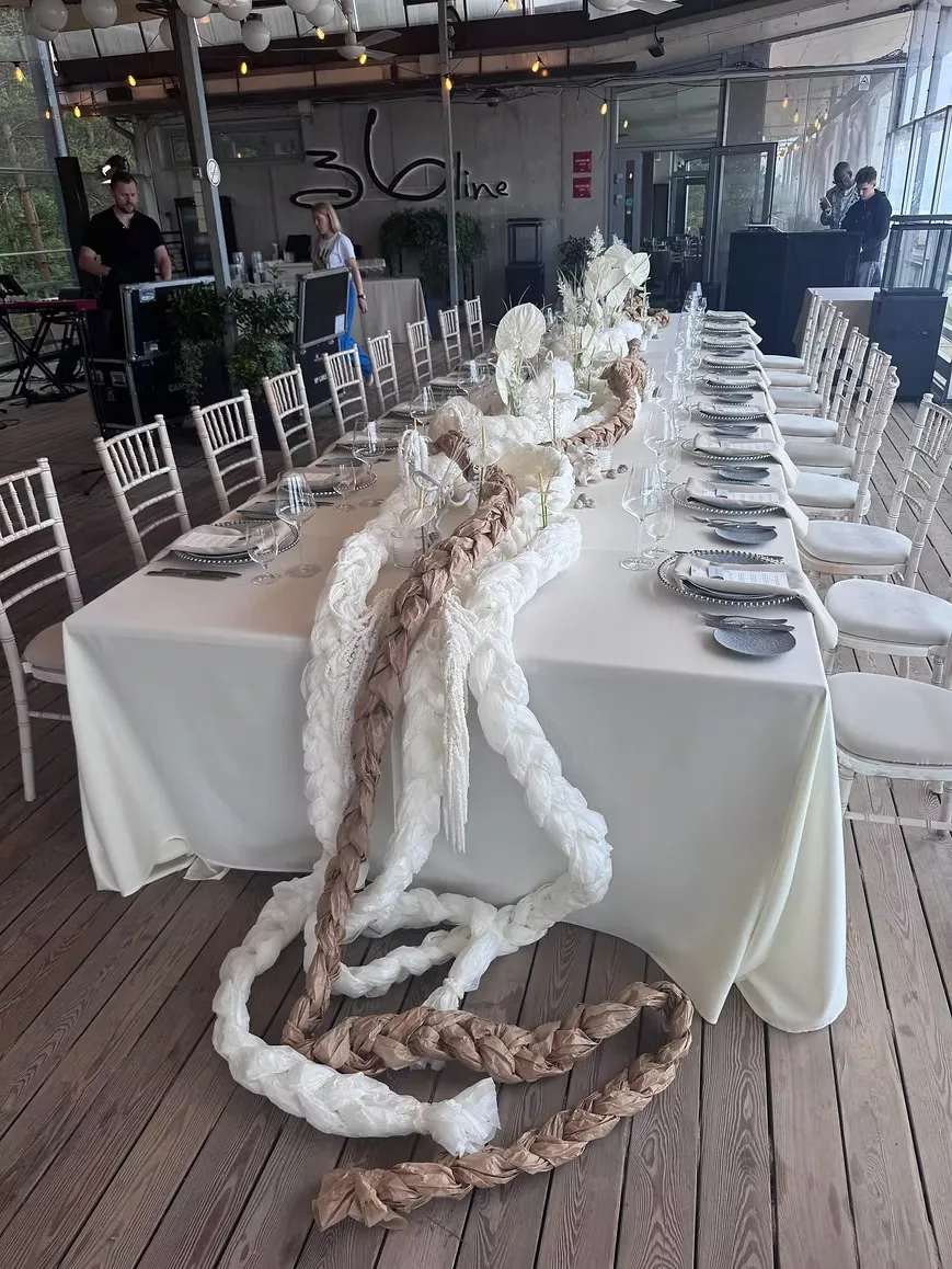 Rectangular tablecloth – cream beige — event decor rental