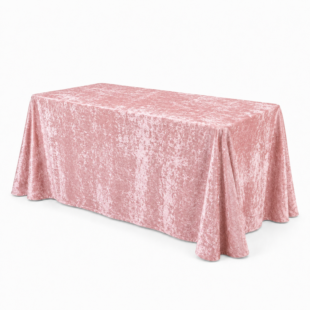 Rectangular velour tablecloth – light pink
