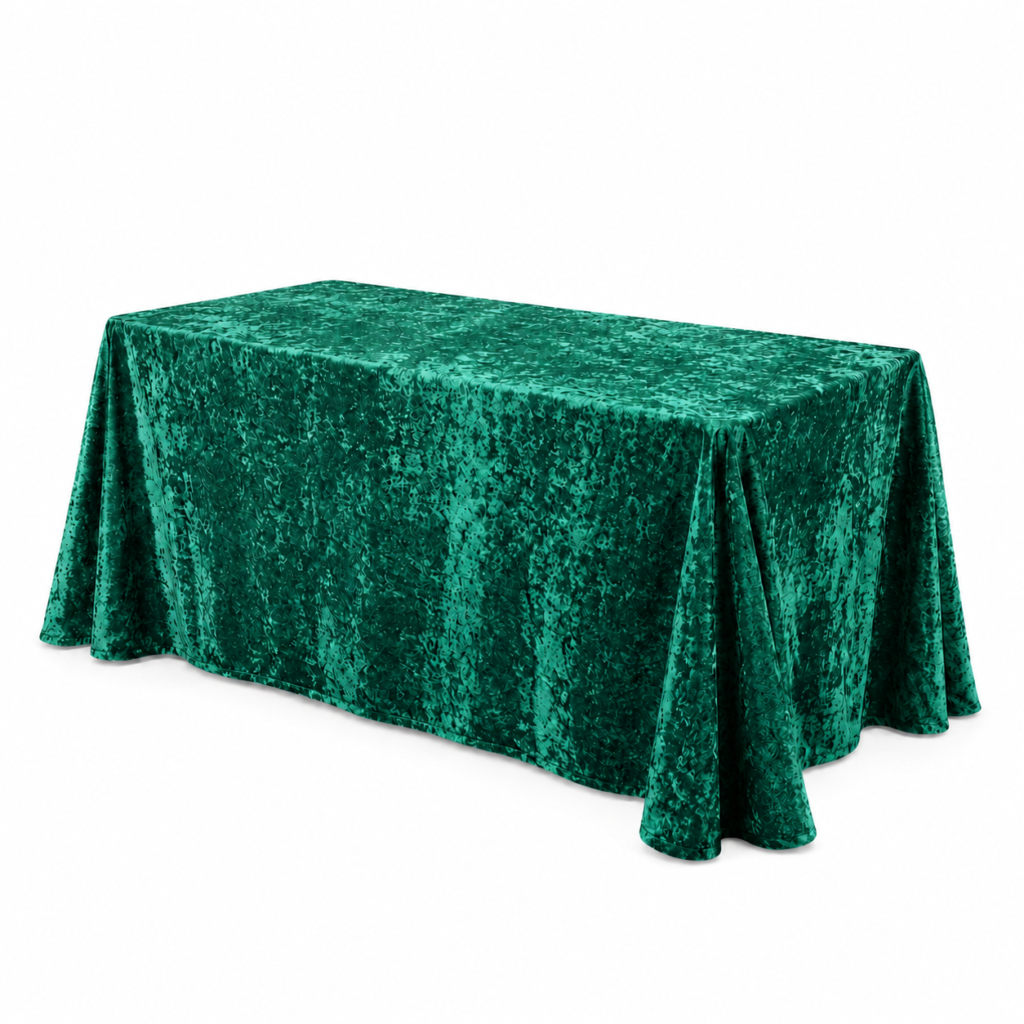 Rectangular velour tablecloth – green