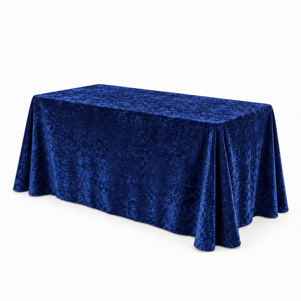 Rectangular velour tablecloth – dark blue