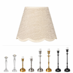 Beige table lamp — event decor rental