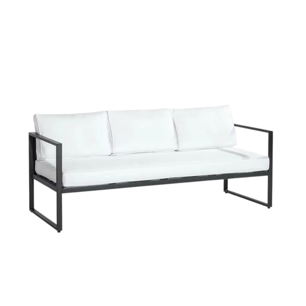 Black & white lounge area three-seater sofa