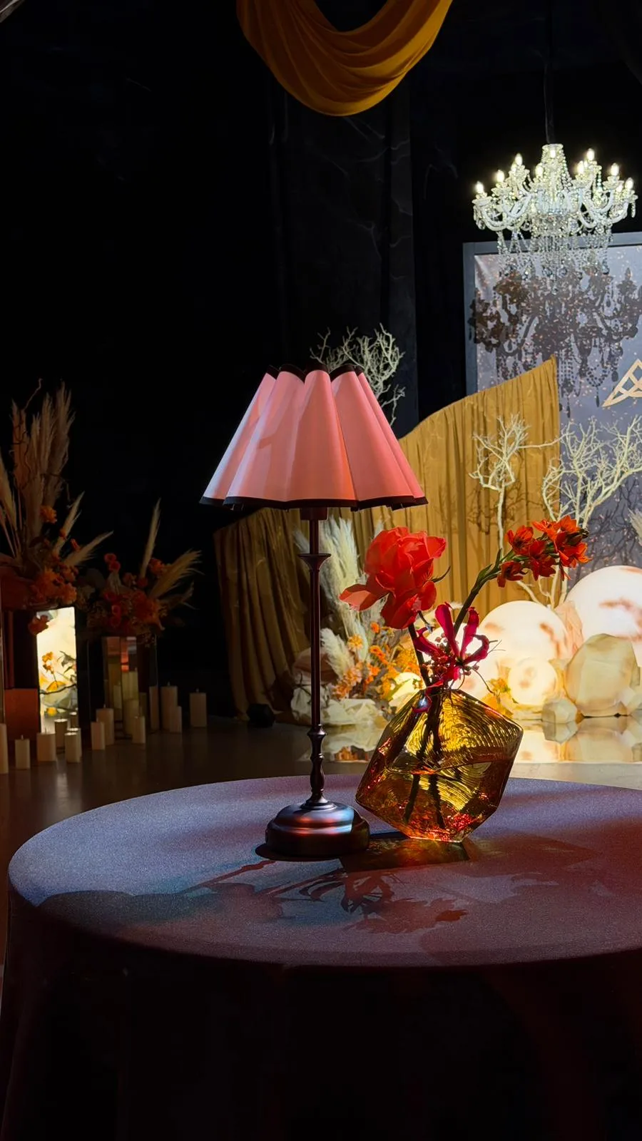 White and black lamp shade — event decor rental