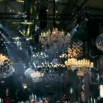 Crystal white chandelier — event decor rental