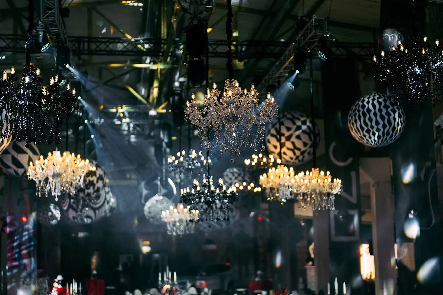 Crystal white chandelier — event decor rental