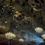 Crystal white chandelier — event decor rental