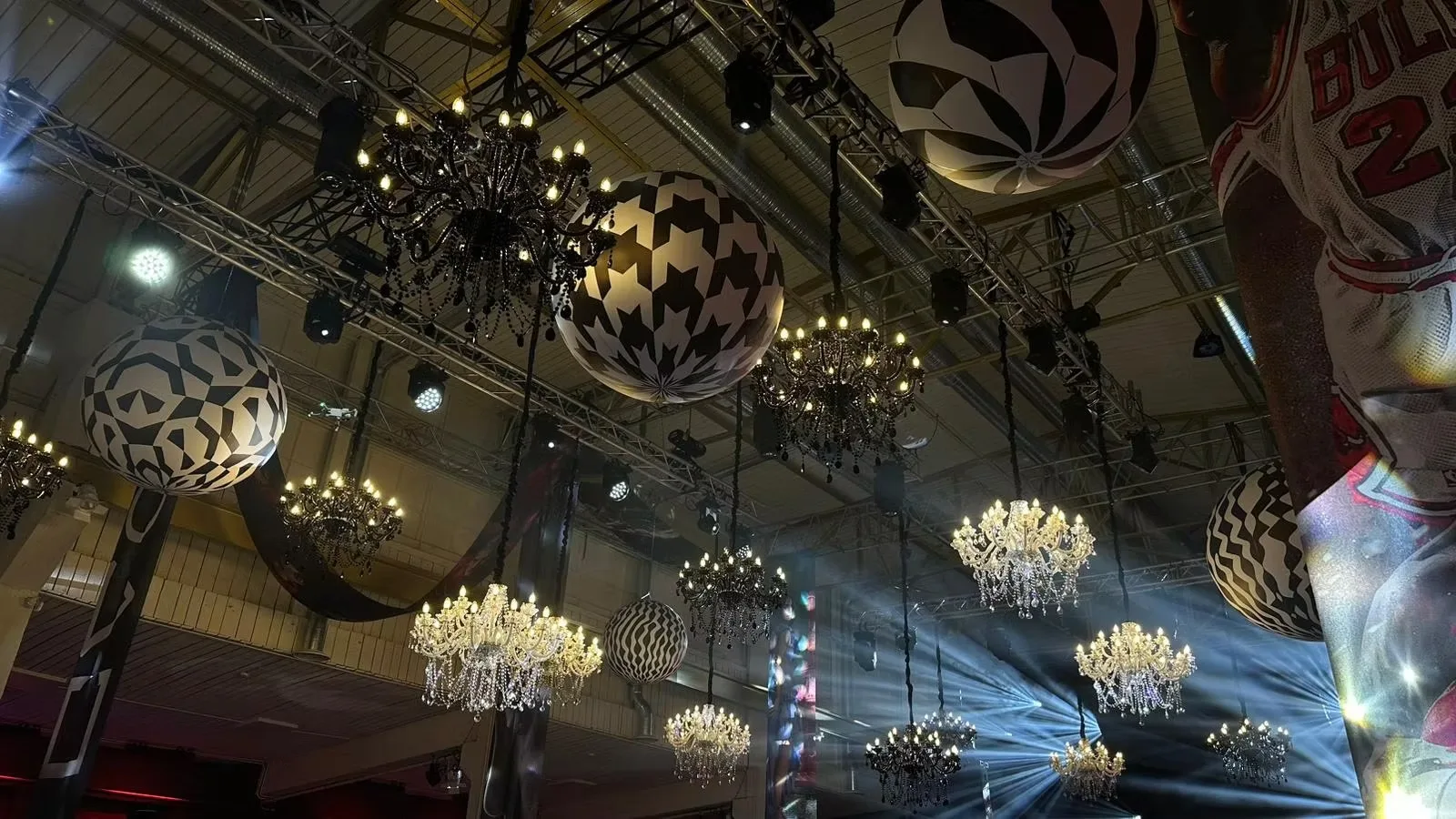 Crystal white chandelier — event decor rental