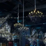 Crystal white chandelier — event decor rental