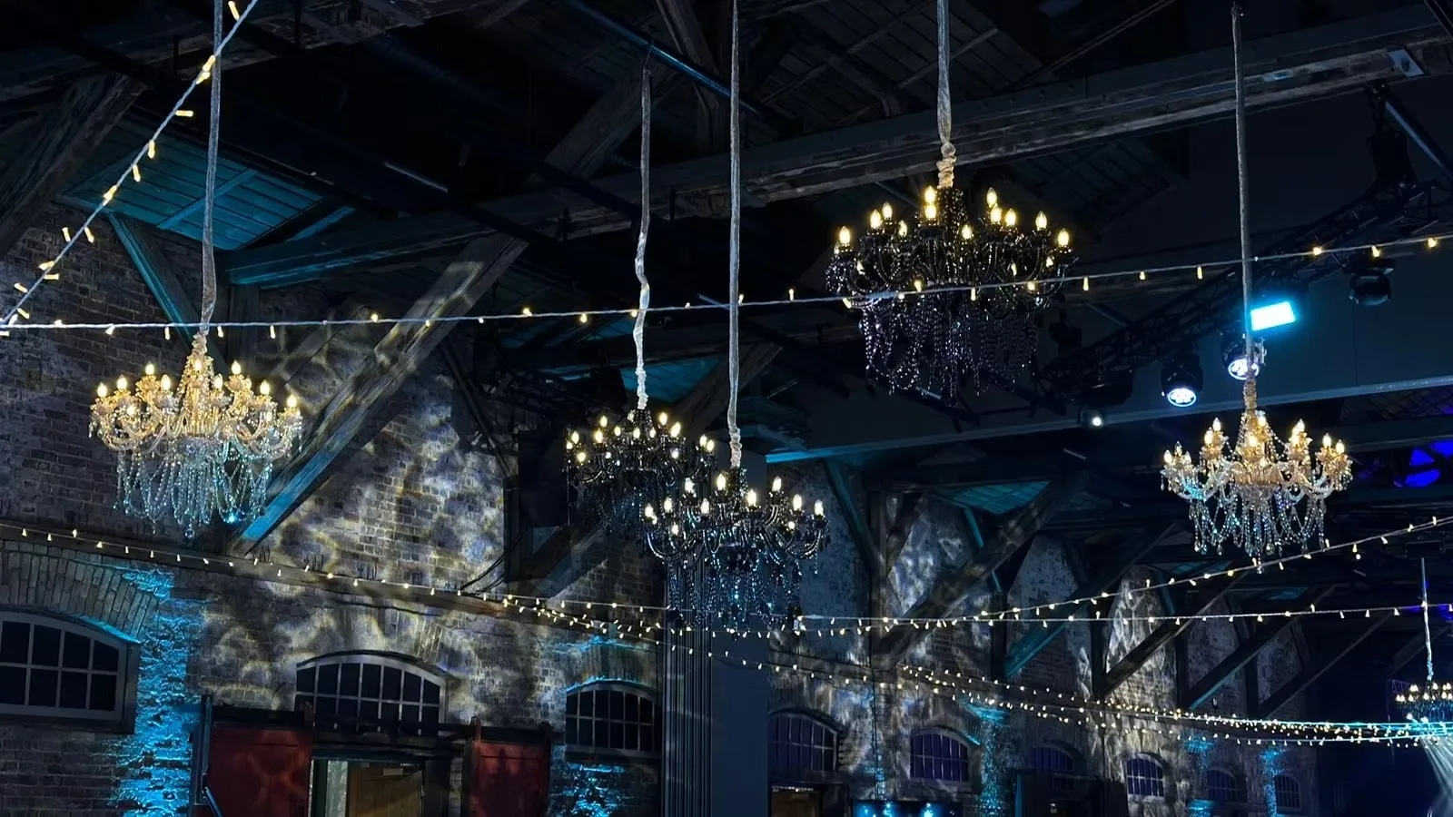 Crystal white chandelier — event decor rental