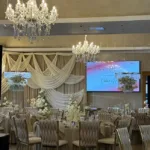 Crystal white chandelier — event decor rental