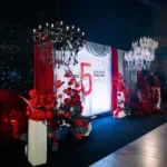 Crystal white chandelier — event decor rental