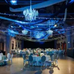 Crystal white chandelier — event decor rental