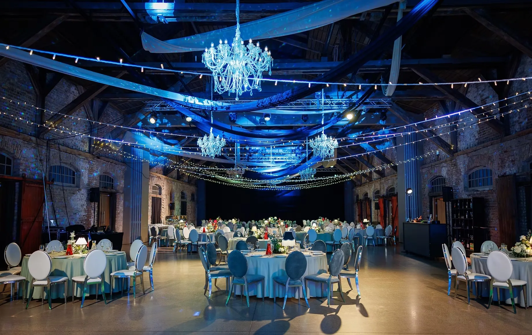 Crystal white chandelier — event decor rental
