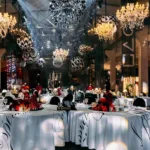 Crystal white chandelier — event decor rental