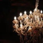 Crystal white chandelier — event decor rental