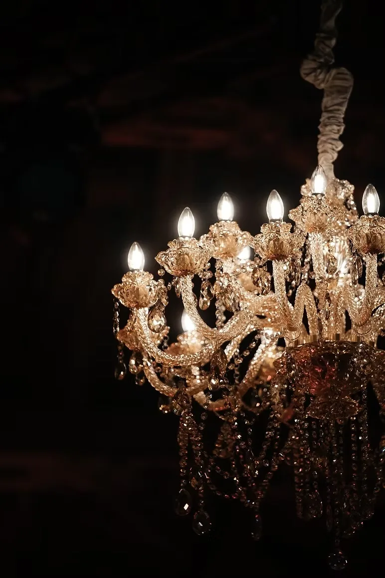 Crystal white chandelier — event decor rental