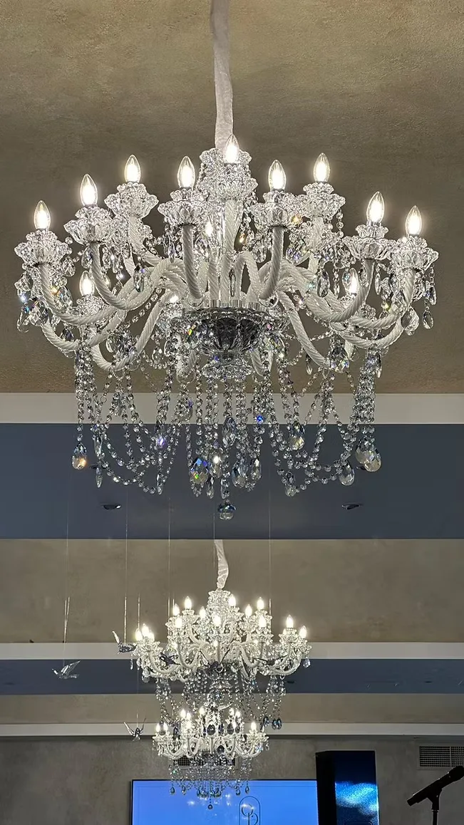Crystal white chandelier — event decor rental