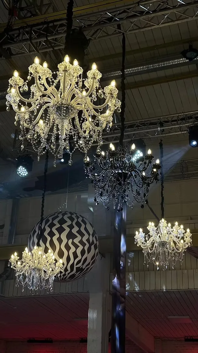 Crystal white chandelier — event decor rental