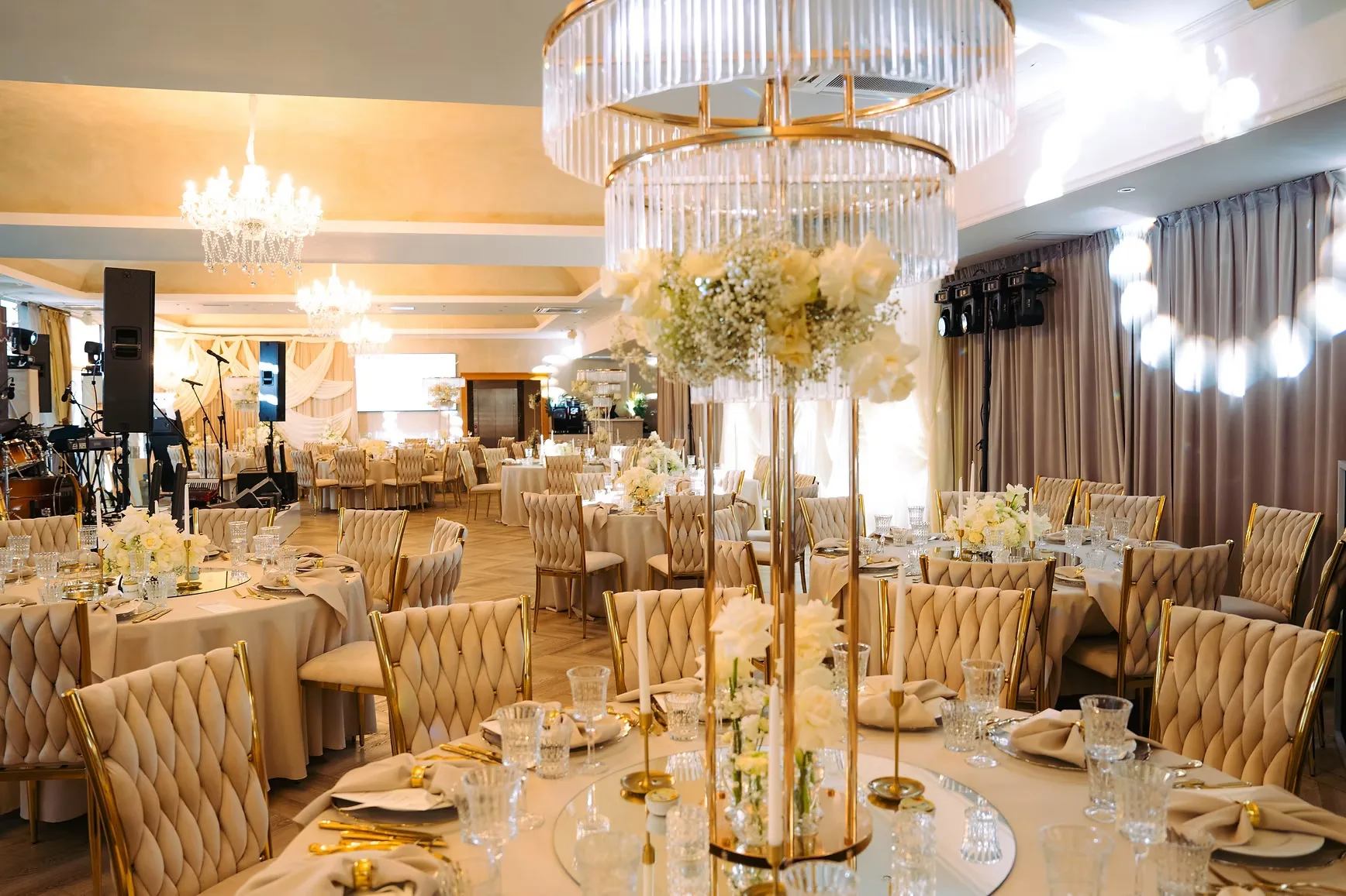Crystal white chandelier — event decor rental
