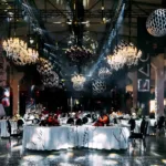 Crystal white chandelier — event decor rental