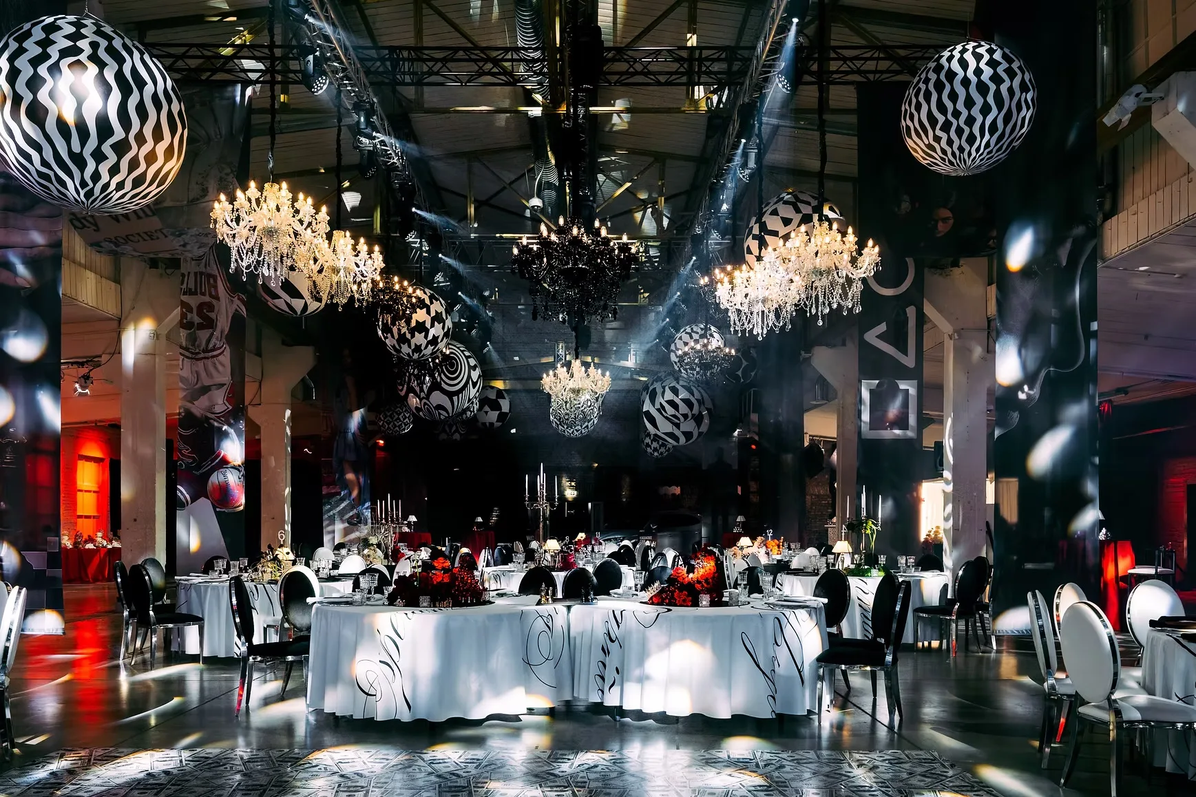 Crystal white chandelier — event decor rental