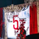 Crystal white chandelier — event decor rental