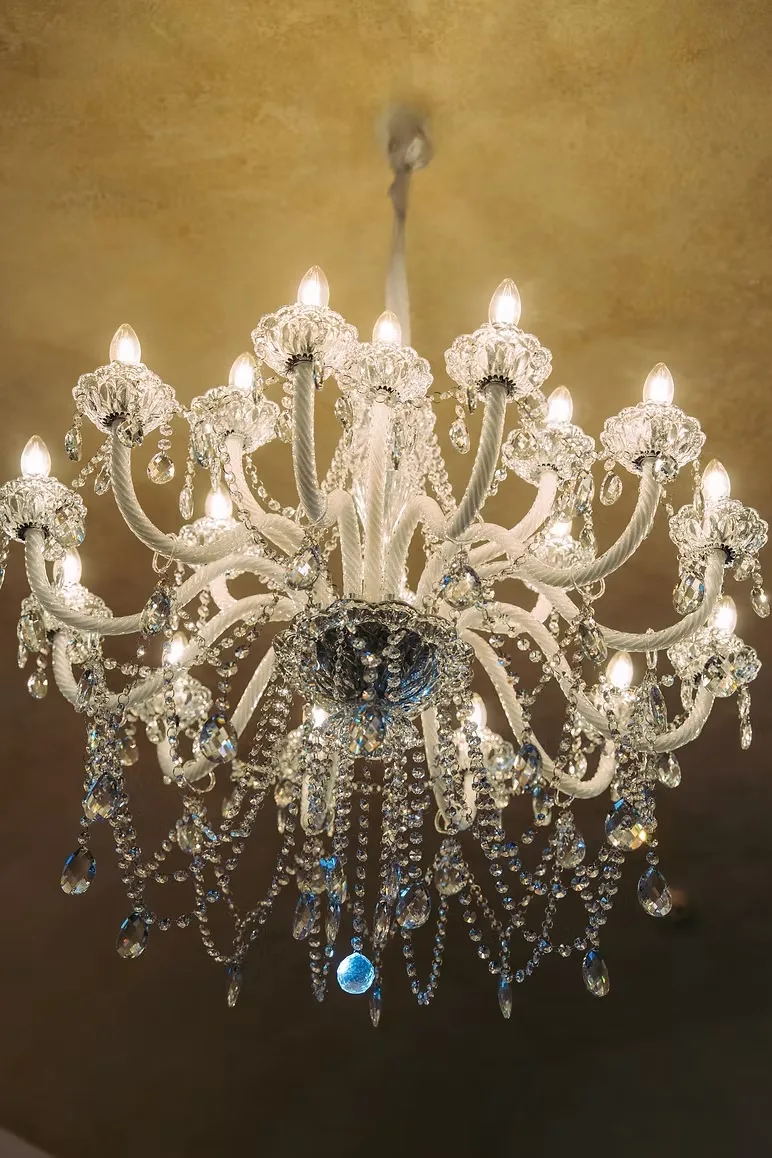 Crystal white chandelier — event decor rental