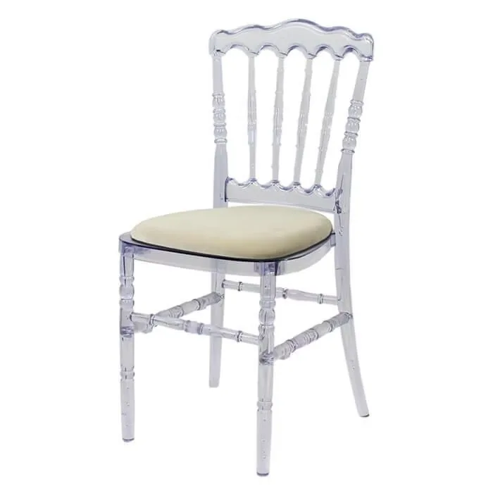 Transparent chair with white cream cushion (velour)