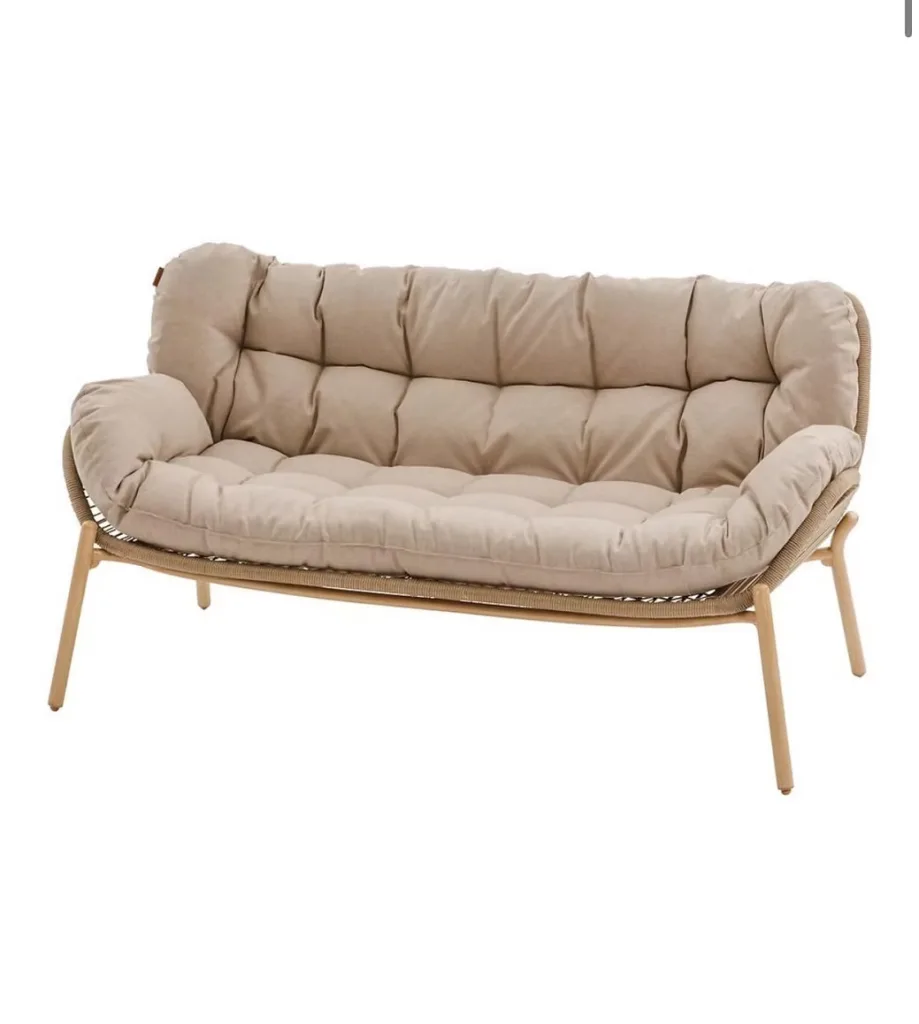 Beige lounge area two-seater sofa
