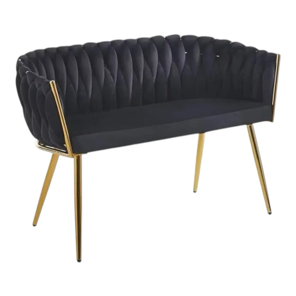 Black lounge area two-seater sofa