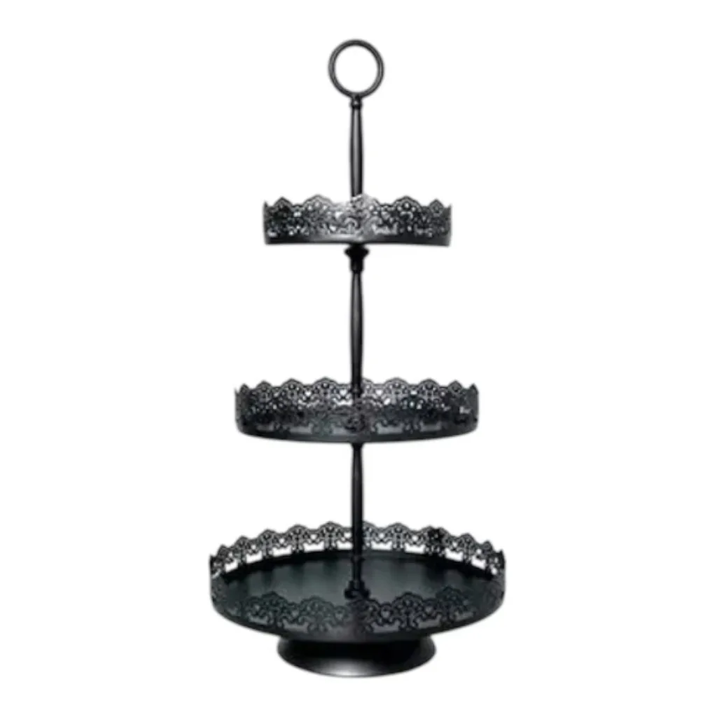 Black dessert stand three-tiers