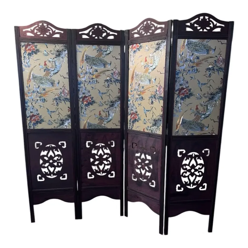 Brown with a pattern folding screen