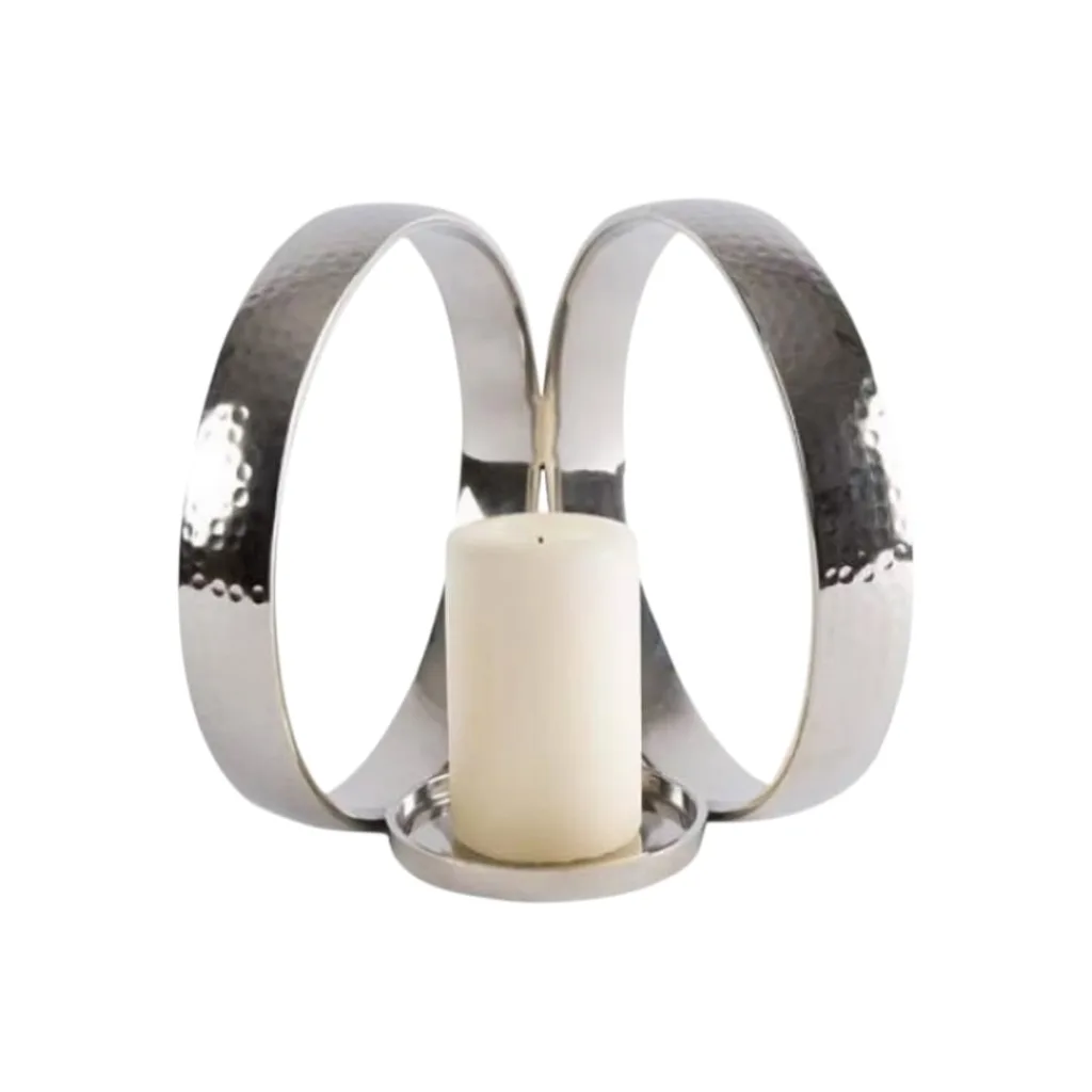 Two rings silver candlestick