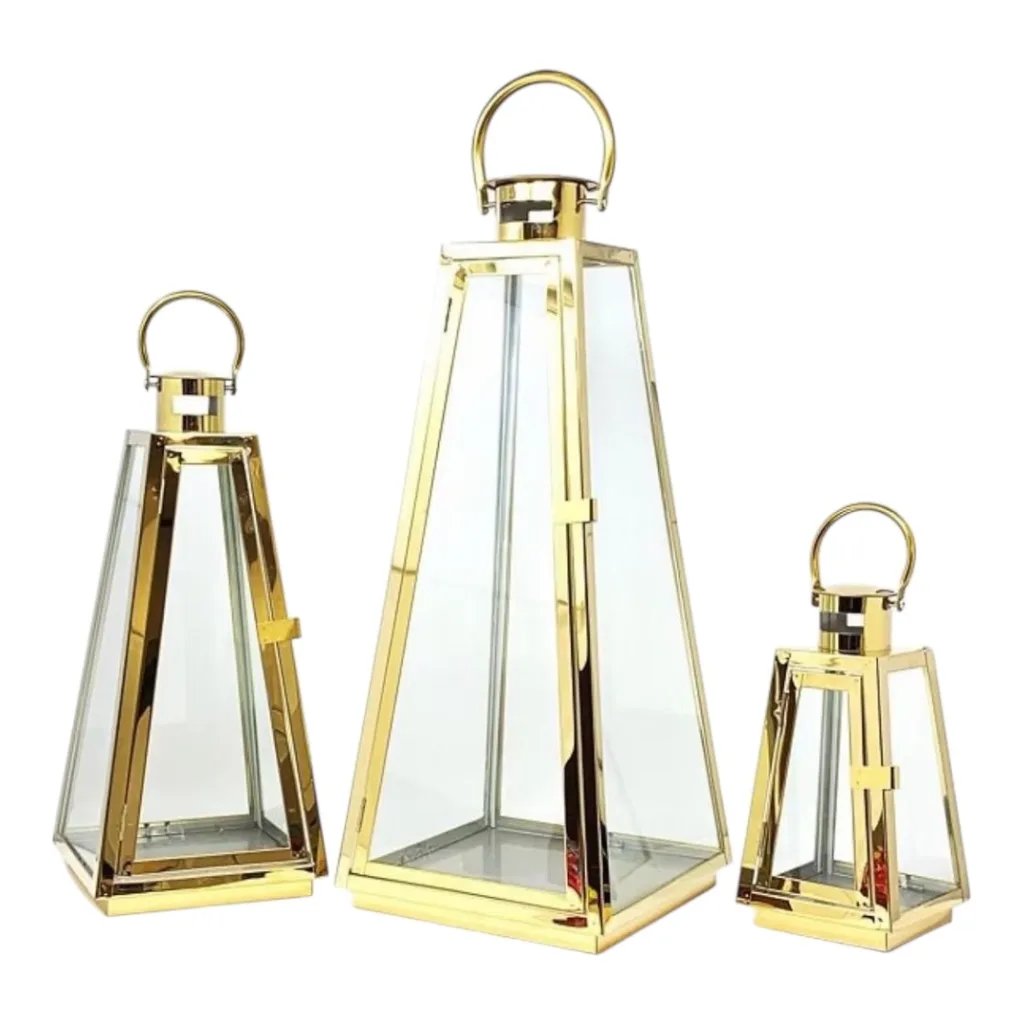 Gold lanterns with LED candles