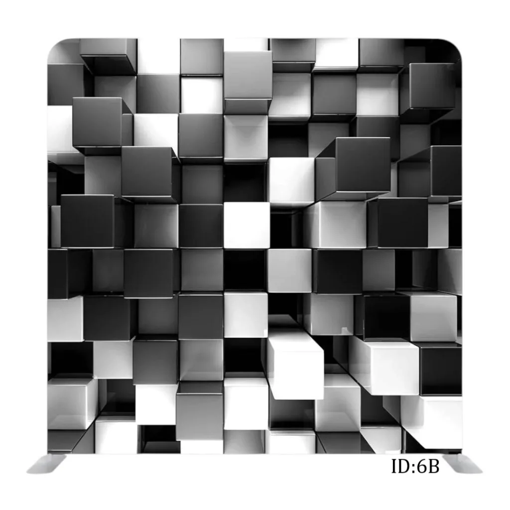 Black and white blocks fabric banner