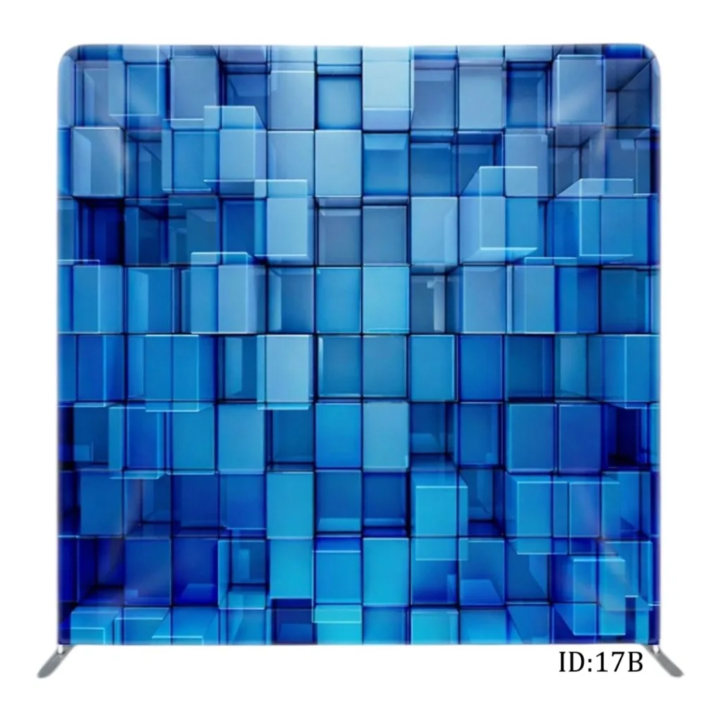 3D blue blocks fabric banner