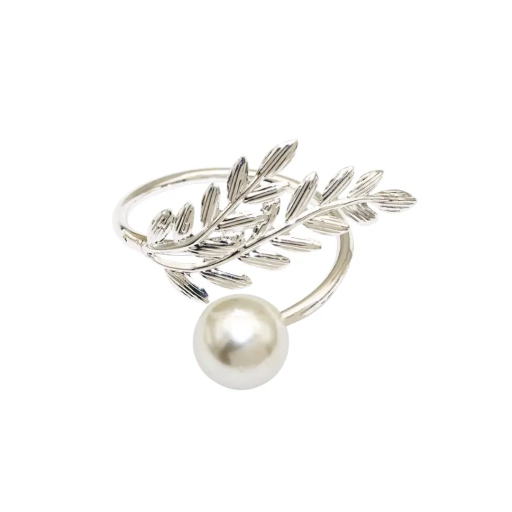 Leaves and pearl napkin ring