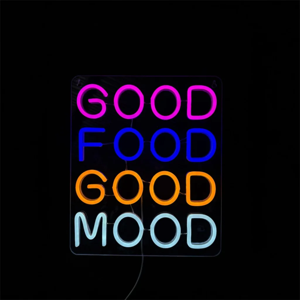 Neon sign ”Good food good mood”