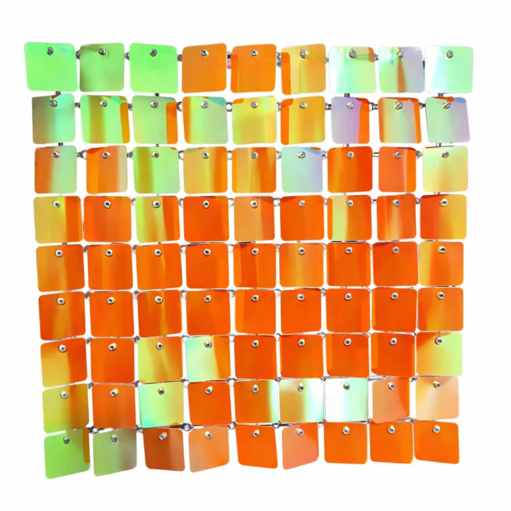 Orange sequin shimmer banner