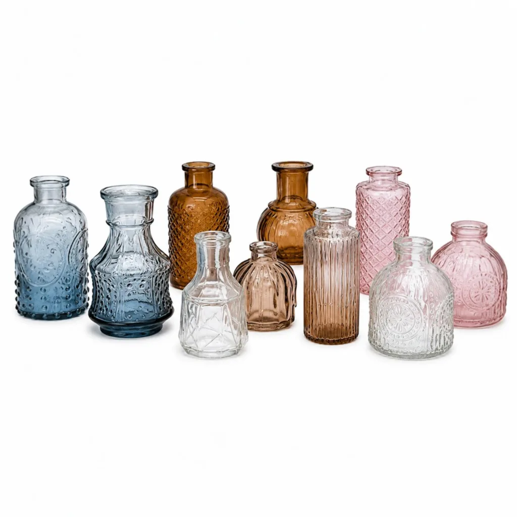 Small vases of different colors