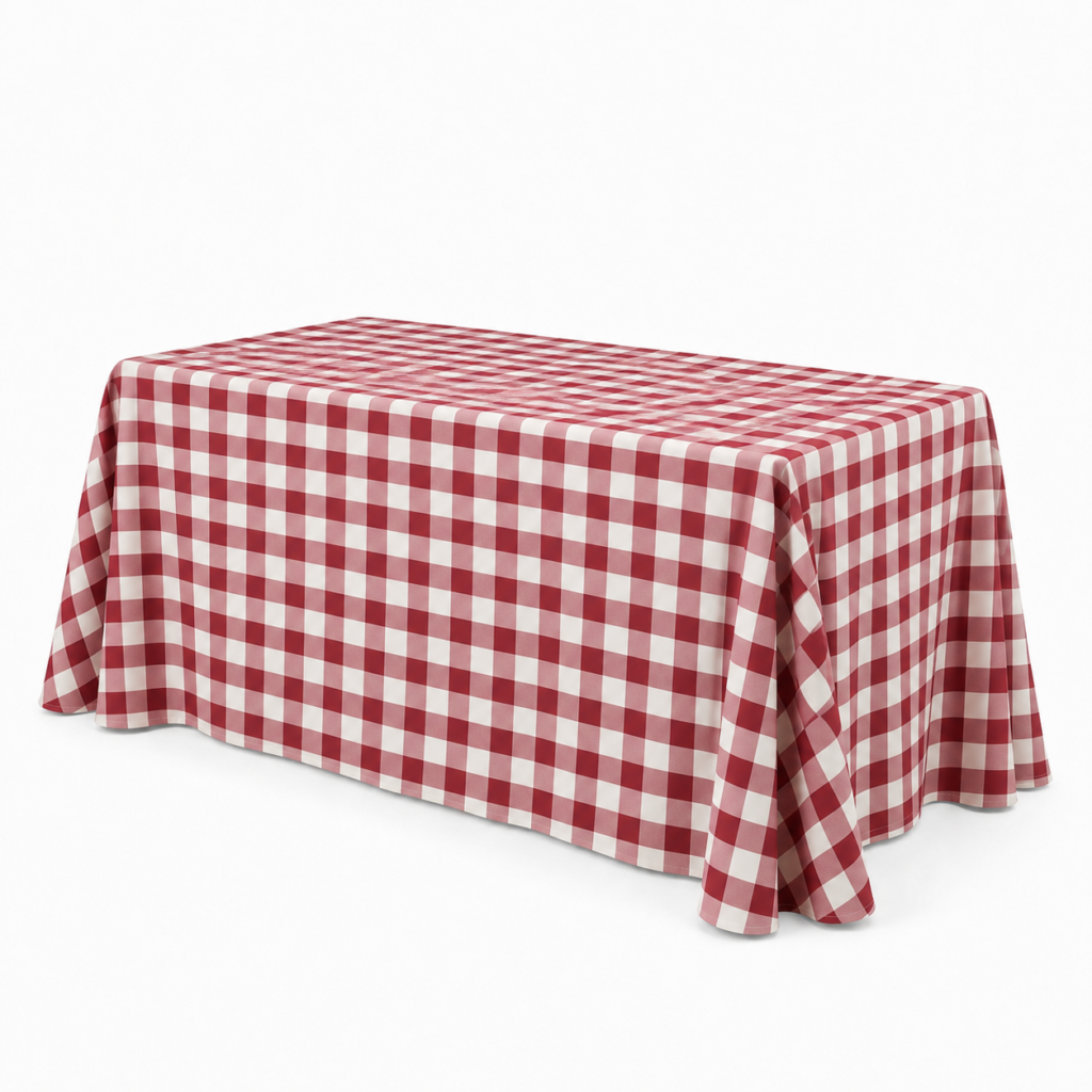 Rectangular tablecloth – checkered bordo