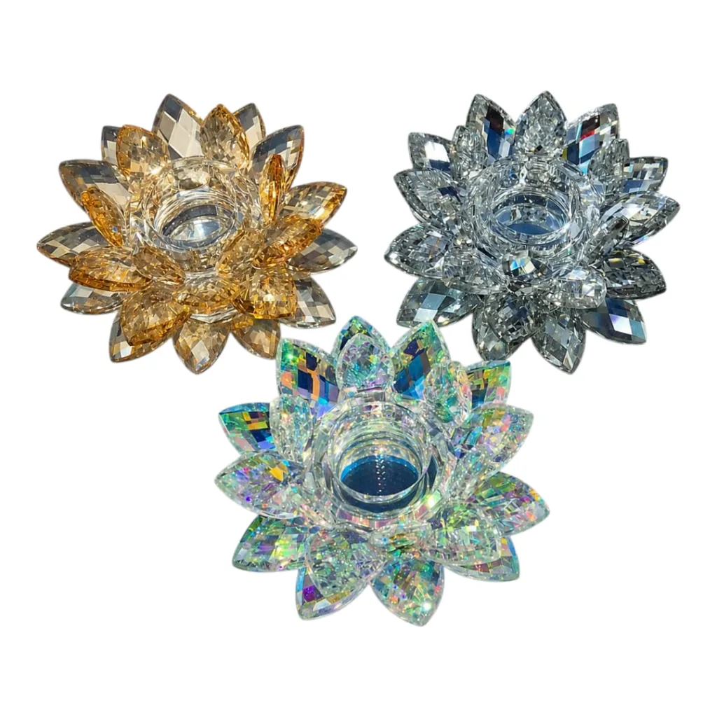 Glass lotus candlestick