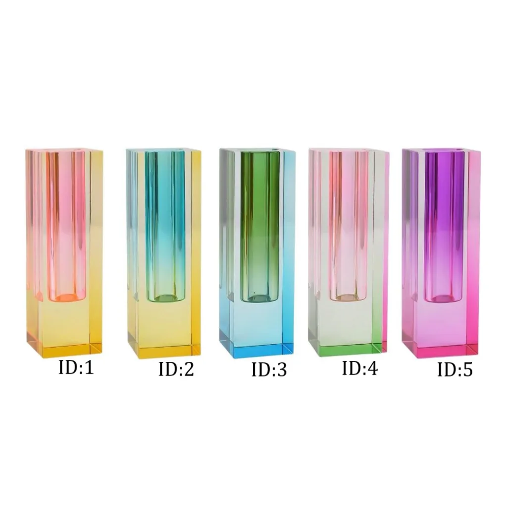 Crystal colored square vases